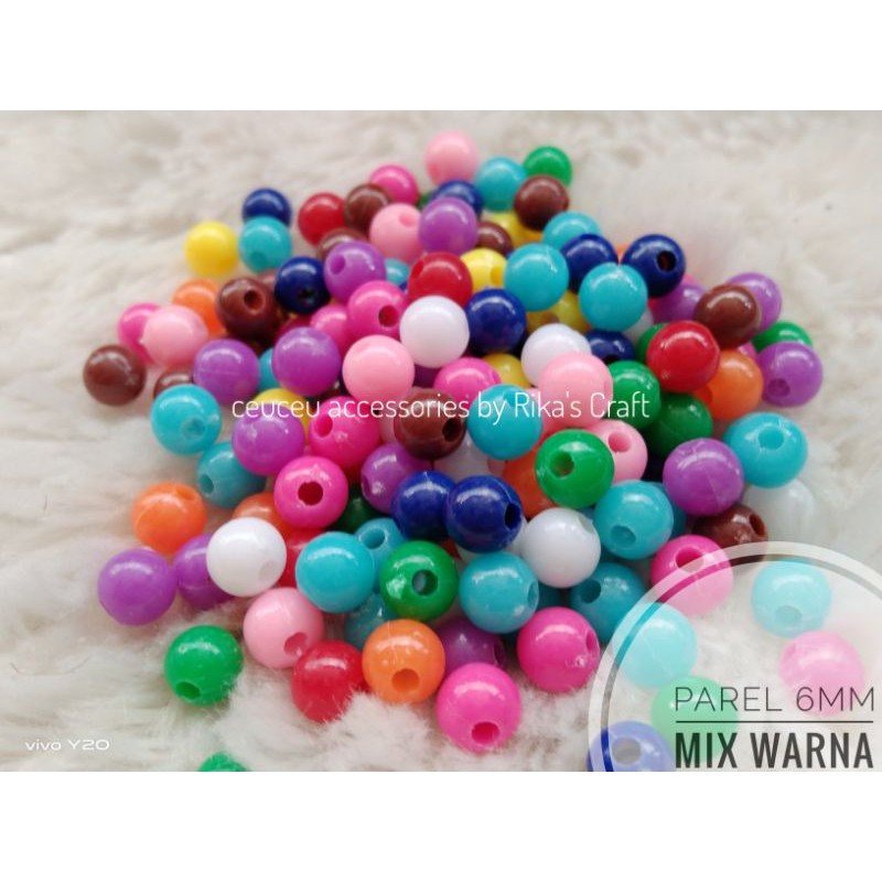 

Mote susu bulat | parel kapur ukuran 6mm mix warna