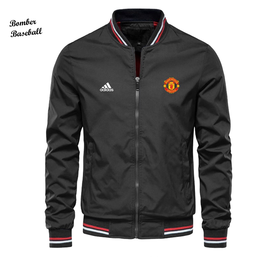Jaket Bomber Varsity Logo Manchester United Original / Jaket Baseball Taslan Premium / Jaket Tebal W