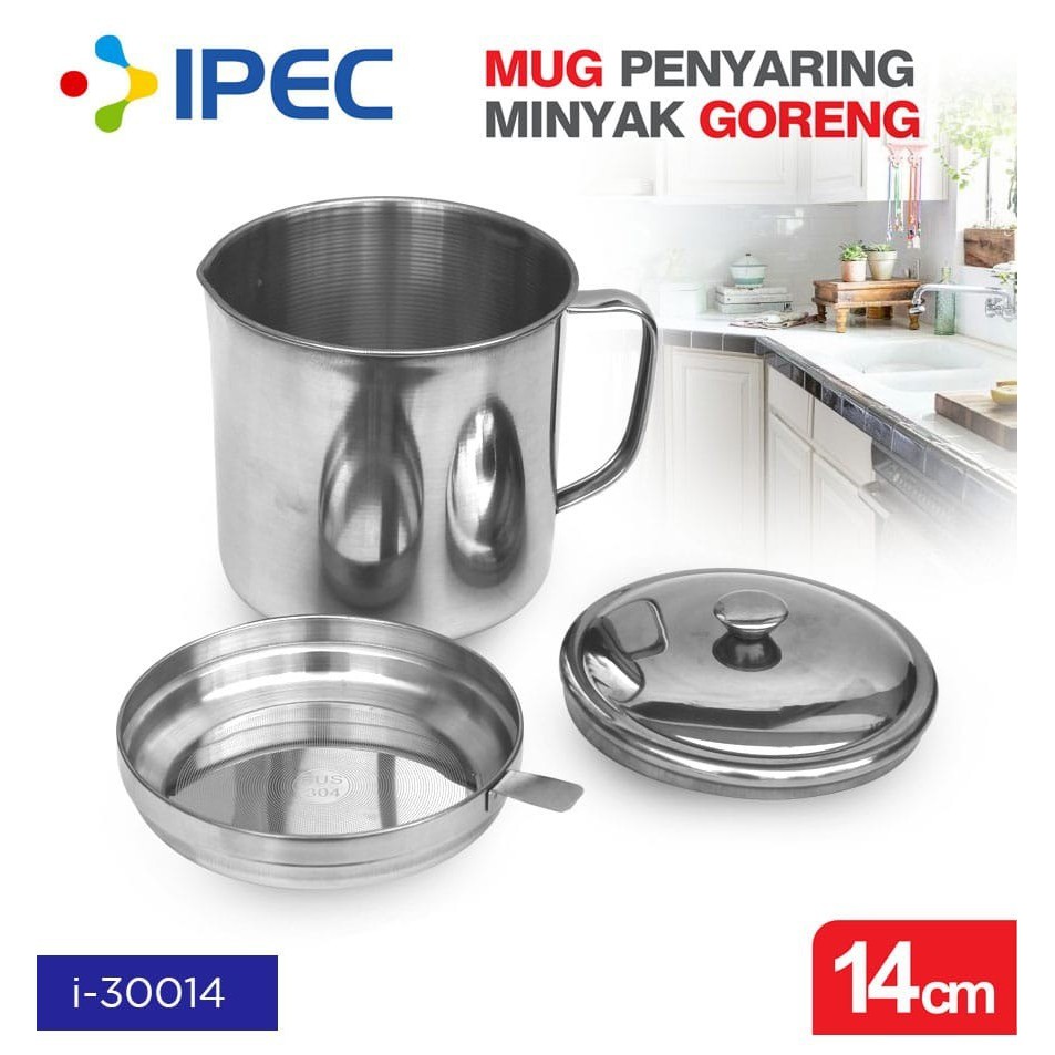 Oil Pot Wadah Saringan Tempat Minyak 14cm Stainless Steel Anti Karat 30014