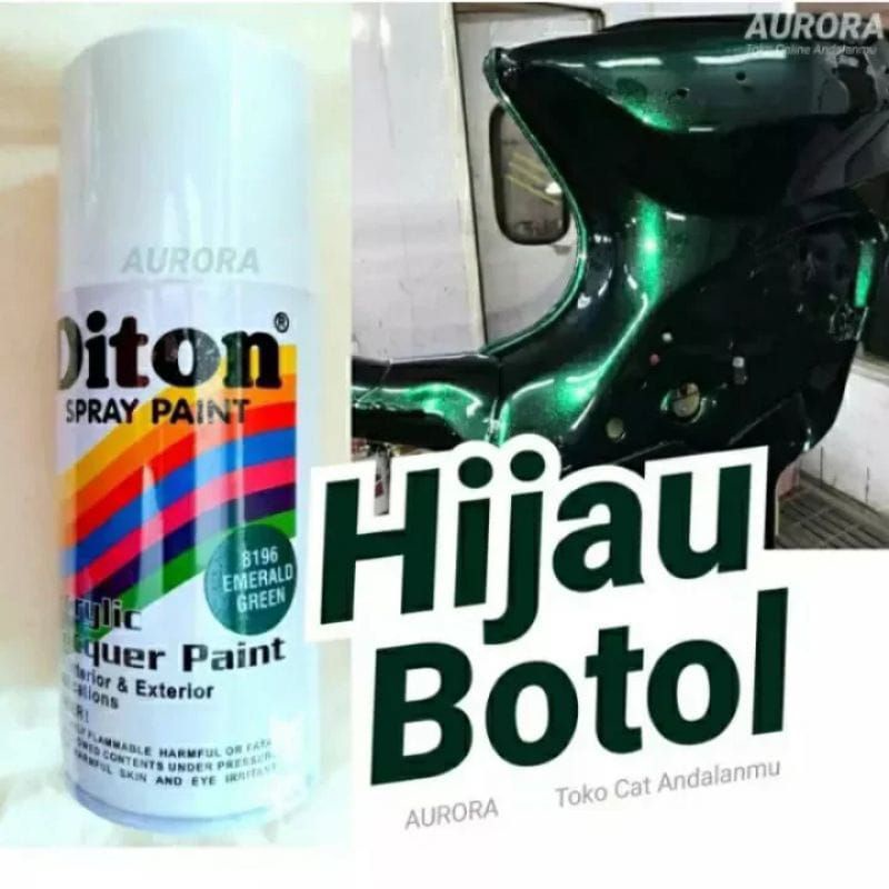 Pilok Pylox Cat Semprot Diton Emerald Green 8196 Hijau Botol Hijau Mewah Elegan Paint Mobil Motor Se