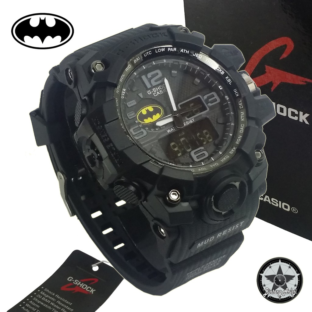 { EXCLUSIVE } JAM TANGAN BATMAN DUAL TIME (FULLBLACK)