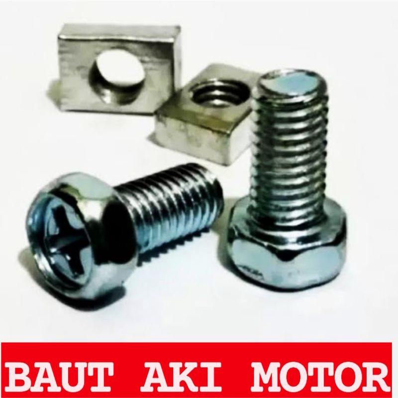 MUR BAUT AKI MOTOR BULAT KOTAK 5X10