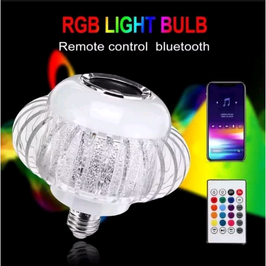 [ PLUS REMOTE ] Speaker Bluetooth + Lampu Warna Warni / Speaker Lampu Bohlam Bentuk Kristal 7 Warna / Bohlam Speaker LED