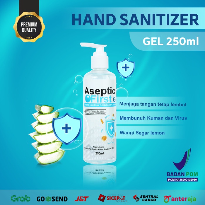 Hand Sanitizer Gel ASEPTIC FIRST berizin BPOM HANDSANITIZER 250ml