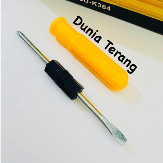 Obeng Bolak Balik KTP 4&quot; Kuning - Obeng BB 6x100mm SD-K364 - Obeng 2 Mata Plus Min 2 Way Screwdriver