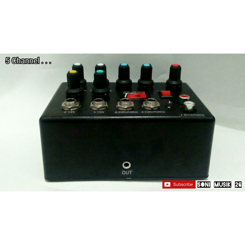 Mini Mixer 5 Channel (Vocal Version) Support Efect Delay (Speed) dan Reverb (Echo)