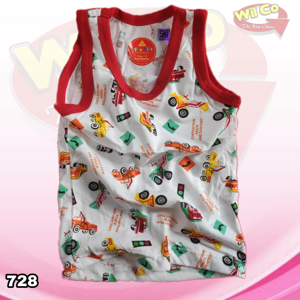 K728 - (Harga Per 1 Potong) SINGLET KAOS DALAM ANAK COWOK PAKAIAN DALAM ANAK AGREE SIZE S - XL