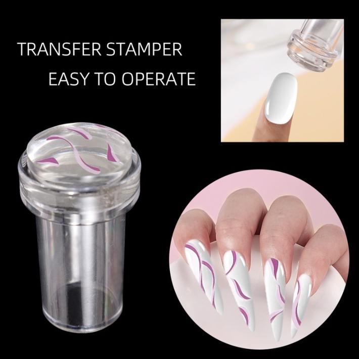 Nail Art Stamp Mini Transparan Stempel Kuku Silikon Jelly Scraper Desain DIY KU025