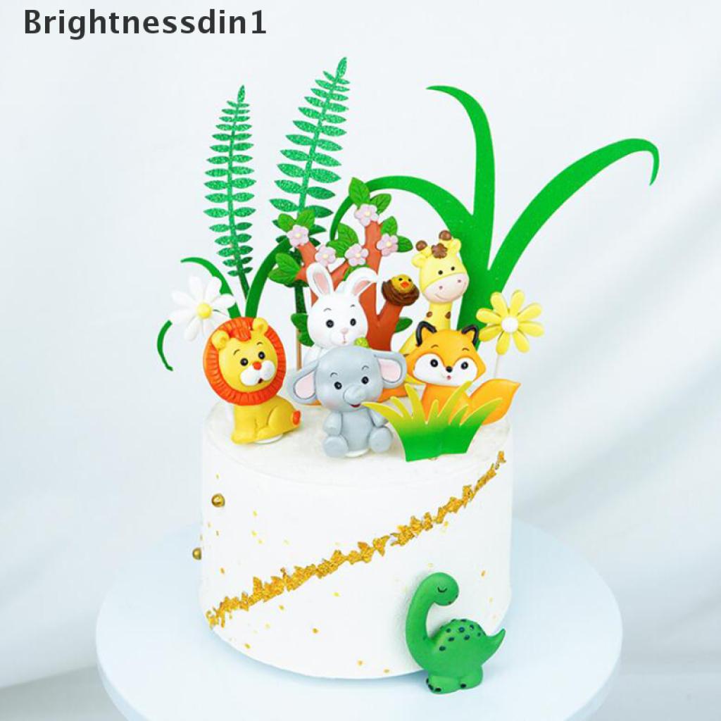 [Brightnessdin1] Resin Animal Lion Monkey Tree Cake Topper Baby Birthday Party Baking Decor #