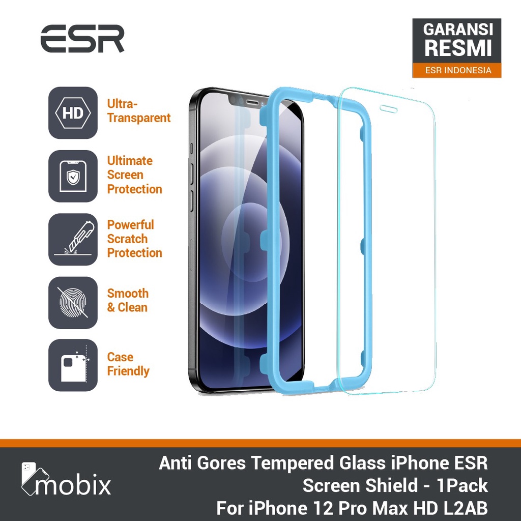 Jual ESR Screen Protector Tempered Glass iPhone 12 Pro Max HD L2AB
