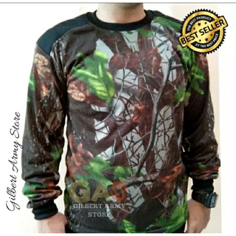 Kaos Camo Panjang Dekker Loreng Perbakin Corak Daun Kaos Penembak Hunting Hutan GILBERT ARMY STORE