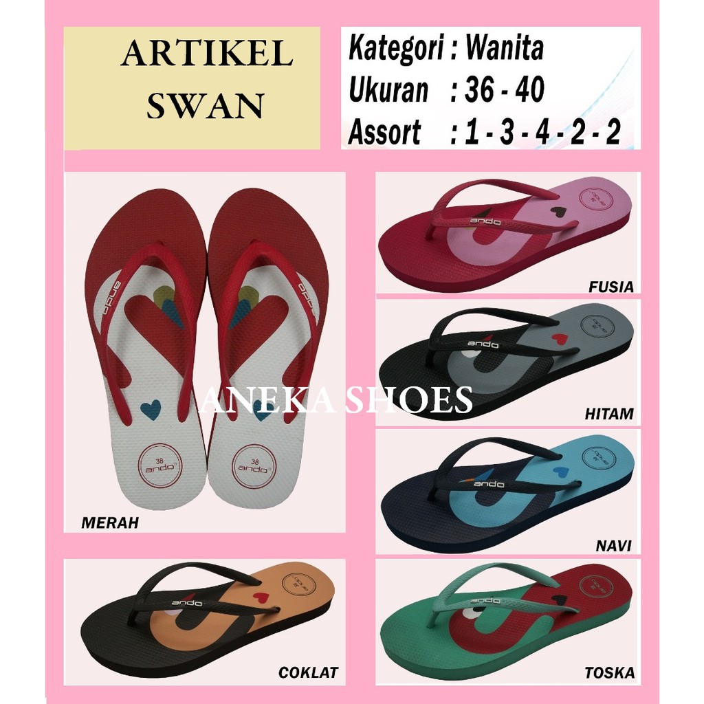 Sandal Wanita Ando SWAN Sandal Jepit Motif Trendy