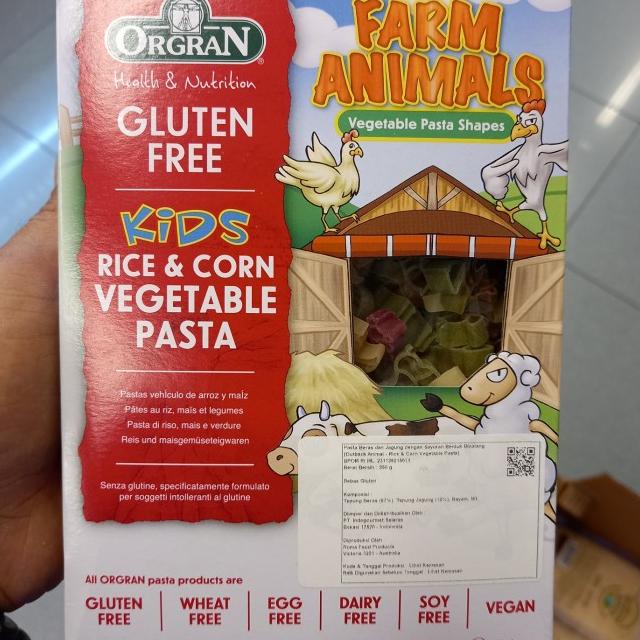 

Organ Rice & Corn Vegetable Pasta Animal 200Gr