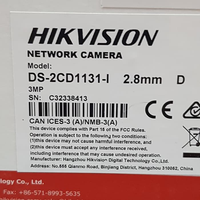 Camera Hikvision IP Cam 3MP 2 8mm DS 2CD1131 I