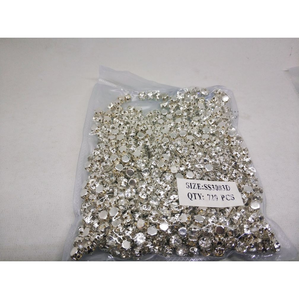 Diamond Cangkang / Permata Cangkang &quot;3D&quot; ss30 1 gross Putih, Putih AB