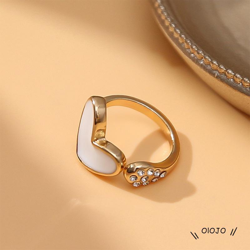 【COD】Cincin Model Terbuka Adjustable Desain Hati Hias Berlian Imitasi Untuk Wanita