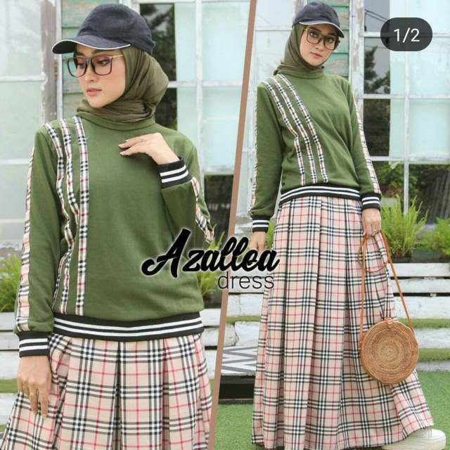Fashion Muslim Setelan Baju Rok Muslim Atasan Baju Lengan Panjang Cantik Burberry Tanah Abang Murah