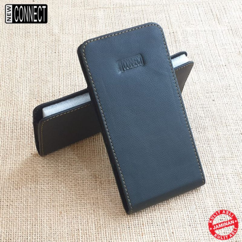 Sarung dompet hp iphone samsung oppo vivo xiaomi kulit asli slot vertikal