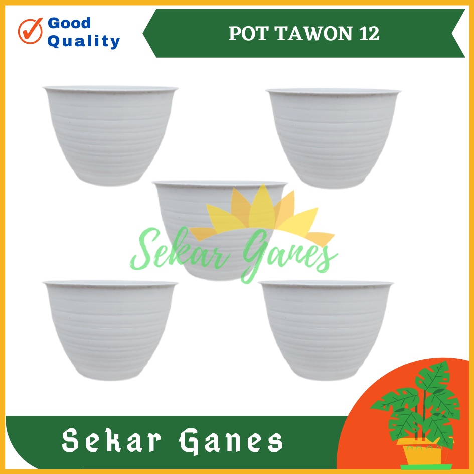 POT TAWON MDN 12 PUTIH MOTIF TAWON - POT PLASTIK 12CM VAS BUNGA TAWON BULAT - bunga AGLONEMA MURAH