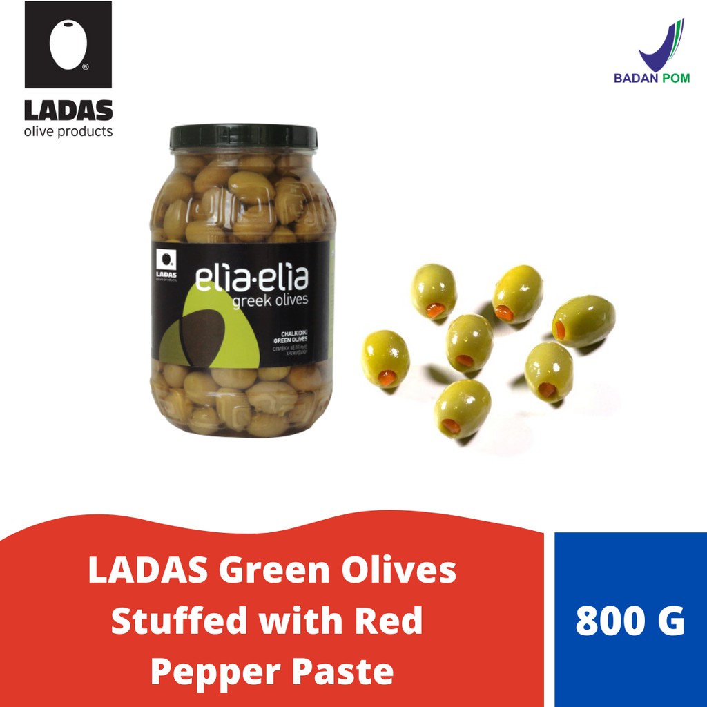 

LADAS Green Olives Stuffed with Red Pepper Paste - 800 gr