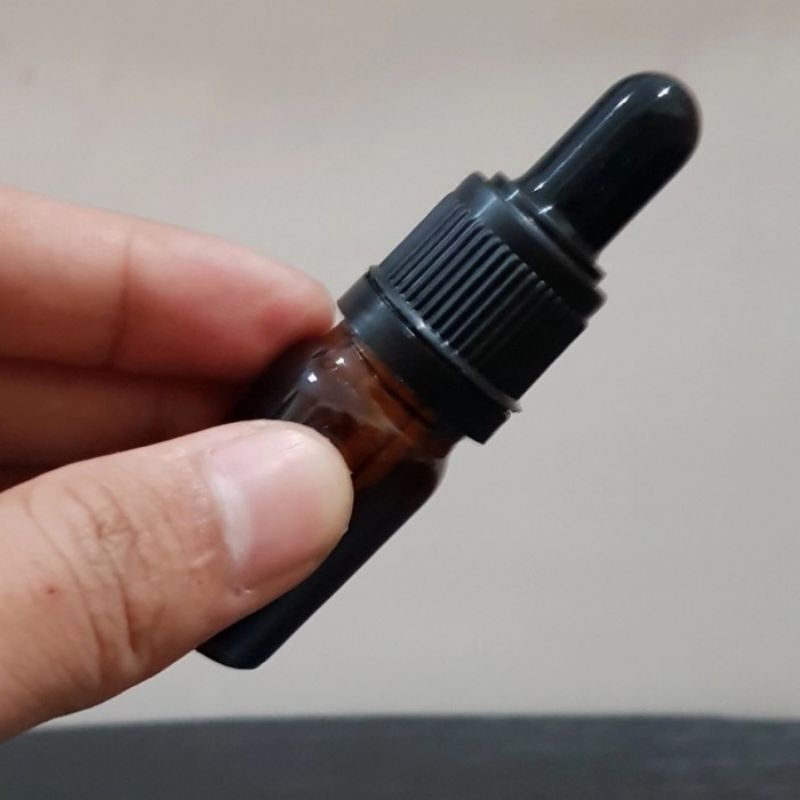 botol pipet kaca 5ml amber coklat tutup hitam / botol serum 5ml kaca