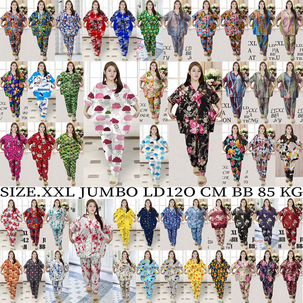 ISANNY PIYAMA SET SIZE XXL JUMBO MOTIF TIE DIE / BATIK SULTAN1 /KEROPY / READY