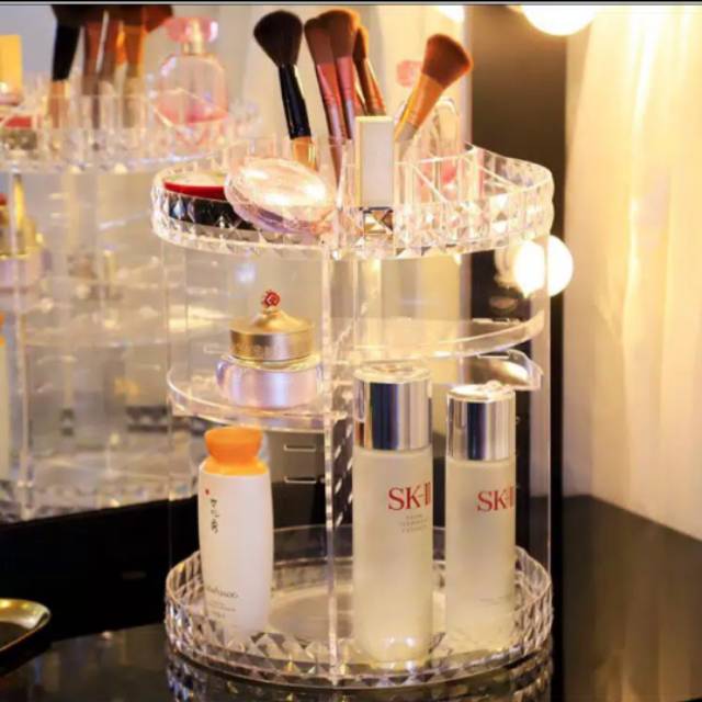 rak putar kosmetik akrilik | tempat kosmetik