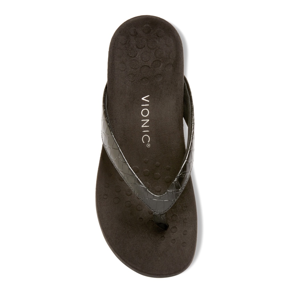 Vionic Dillon Croc Black Sandal Wanita