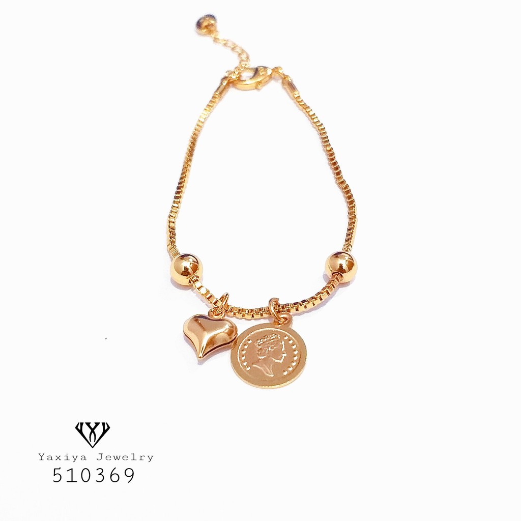 

Gelang Tangan Love Coin perhiasan imitasi lapis emas 18K Yaxiya Jewelry 595
