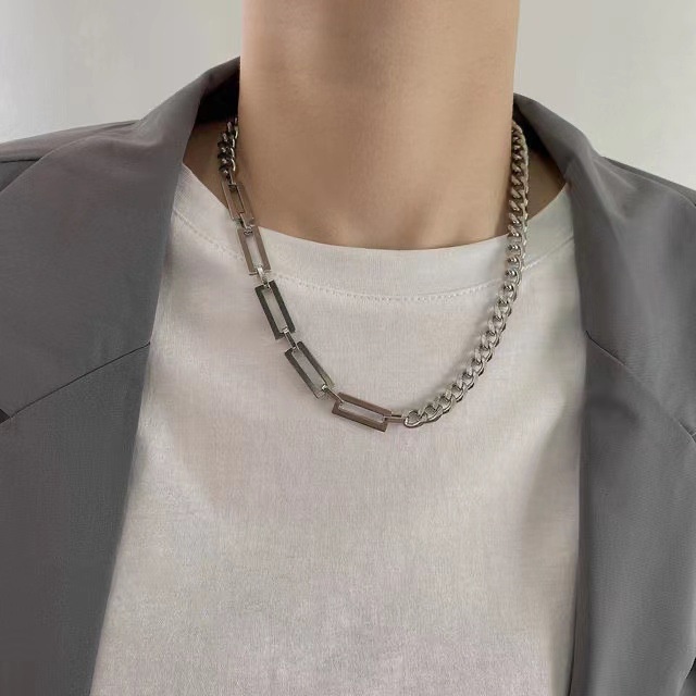 Kalung Rantai Desain Geometri Gaya Hip Hop