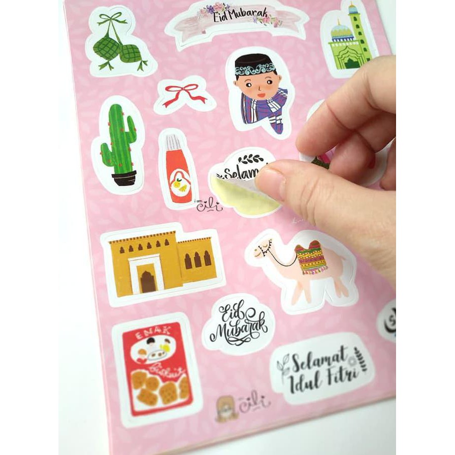 Ready Oke Sif014 Pink Stiker Lebaran Lucu Design Iamcili Tema