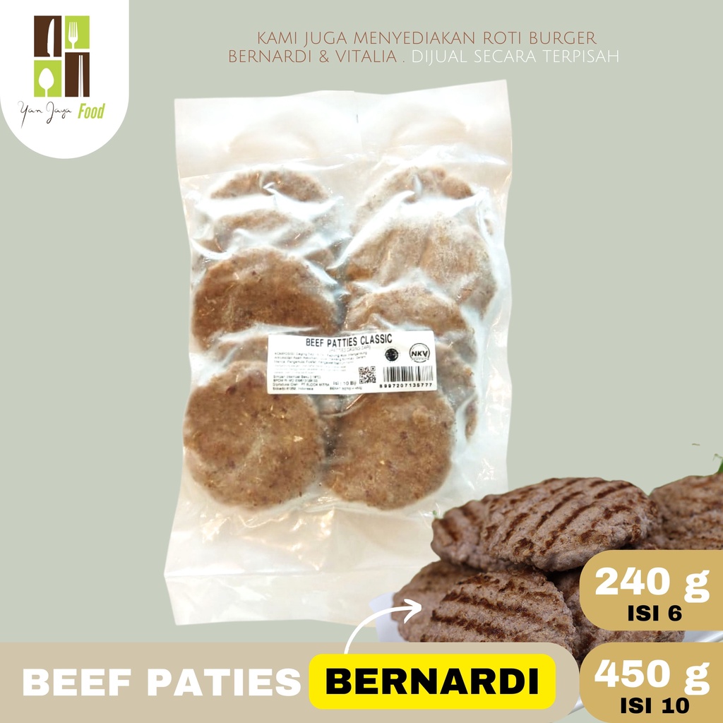 

Beef Patties Classic Bernardi Isian Burger Isi 6 [240G] / isi 10 [450g]