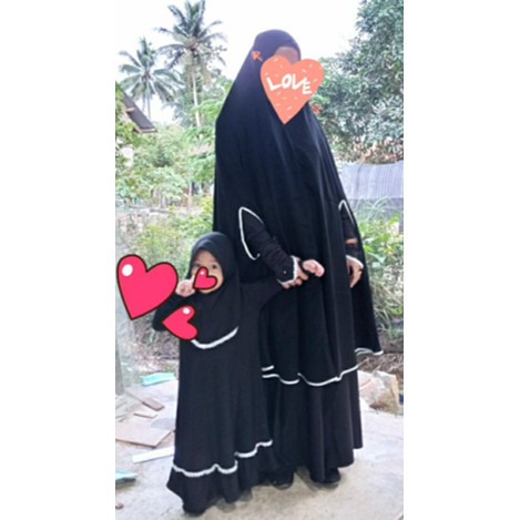 TERPOPULER Jilbab Jumbo NONPAD Tangan bolong non pet bahan Jetblack Katun Hitam Pekat