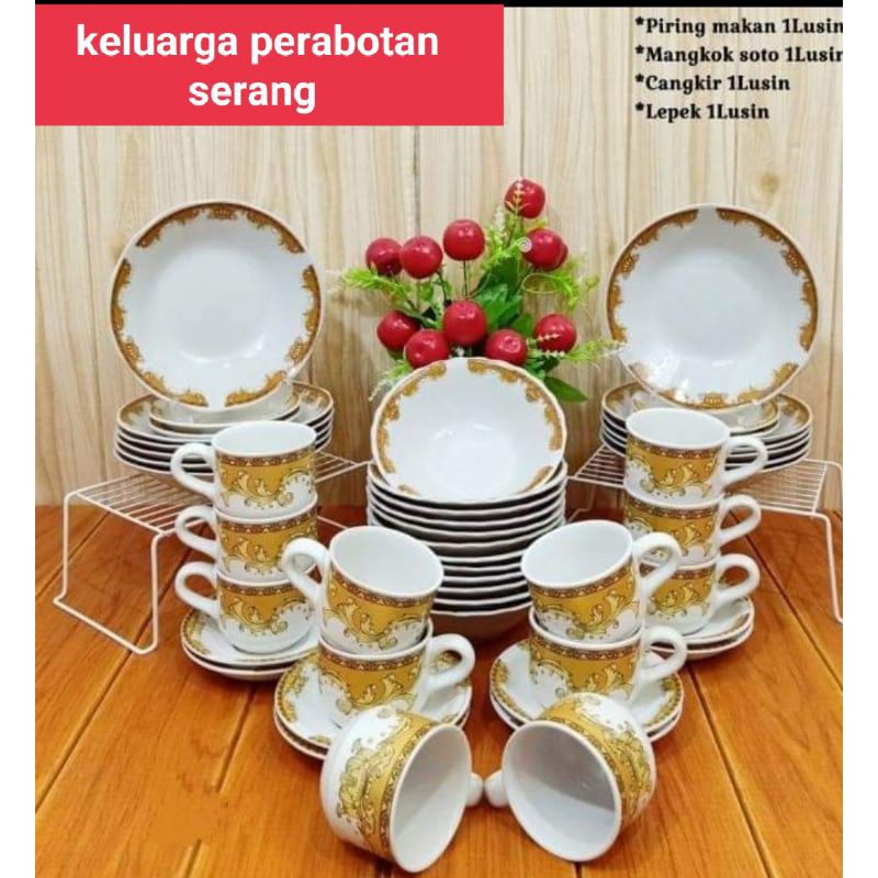 Paket dinner set serba 12 /  piring keramik set mahkota 48  pcs