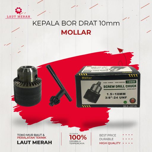 Kepala Bor 10 mm Drat / Kepala Mesin Bor / Drill Chuck Mollar
