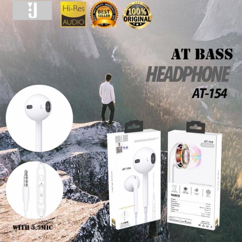 Headset J AT-154 BASS Handsfree J AT154 BASS Earphone J At-154 BASS