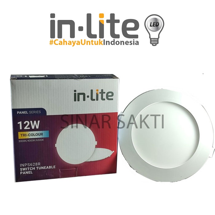 Inlite Lampu Downlight LED 12w Tri Colour SWITCH TUNEABLE PANEL INPS628R