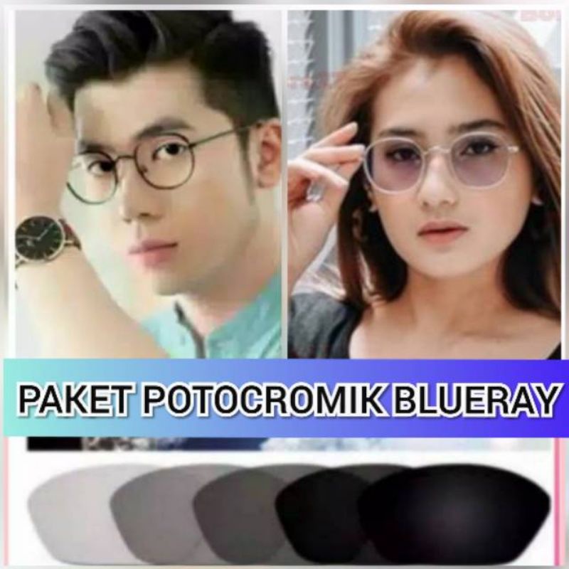 kacamata lensa bluecromic atau photocromic blueray bisa normal minus plus cilinder tergantung permintaan sampai minus 5 cyl 2 harga masih sama tulis saja pesanan kaka di catatan saat order free box lap cairan pembersih kode 2261 size 50-18-140