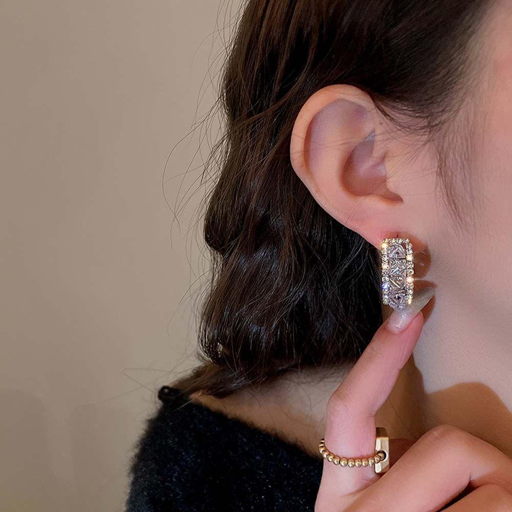 Mxbeauty Anting Hoop Trendi Hadiah Mewah Gaya Harum Kecil Aksesoris Telinga Bulat Zirkon Anting Korea