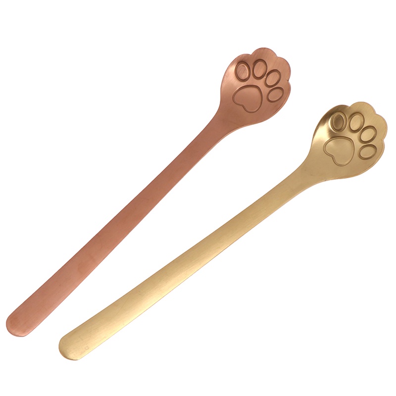 1pc Sendok Aduk Kopi / Dessert Bentuk Cakar Kucing Bahan Stainless Steel