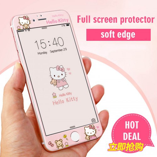 Screen Guard Tempered Glass Cartoon Vivo V3 V5 V5 Lite V5S V7 V7 Plus (Pink)