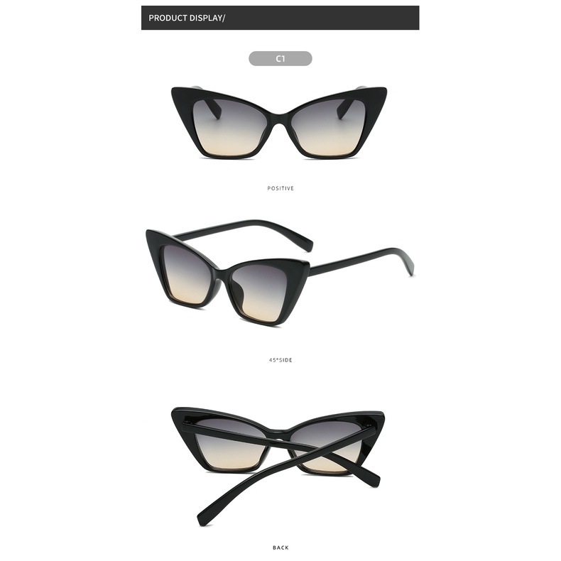 CATEYE 2022 Kacamata Hitam Cat Eye Vintage Retro Lensa Cermin UV400 Frame Metal Untuk Wanita