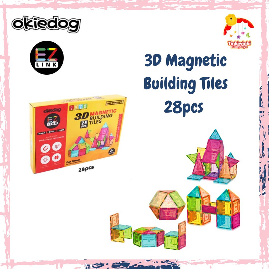 Okiedog EZLink 3D Magnetic Building Tiles 28PCS