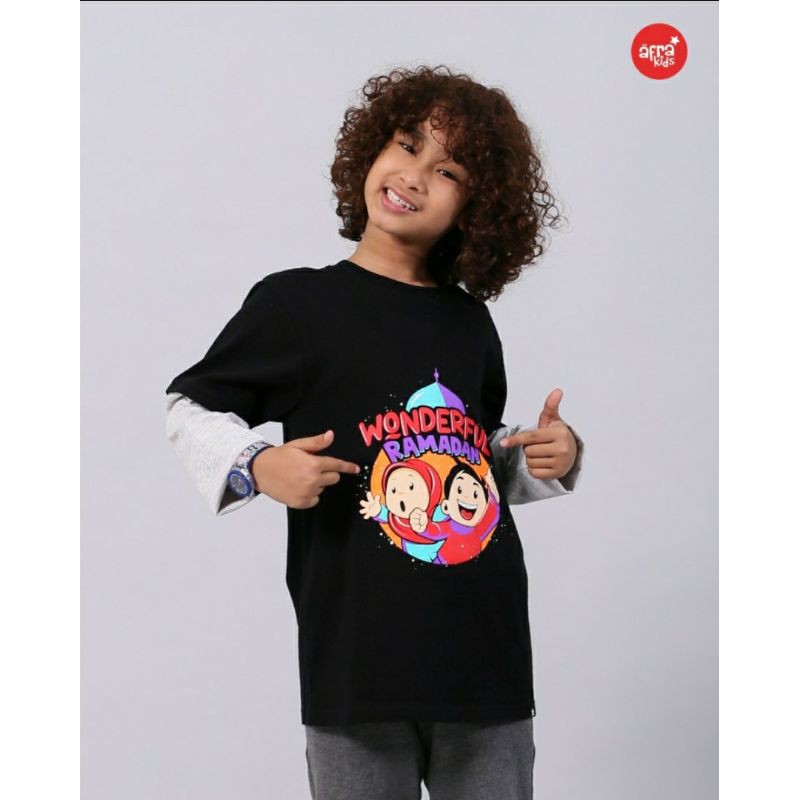 Kaos Anak Afrakids Unisex AF304 &quot;Wonderfull Ramadhan&quot; Lengan Panjang