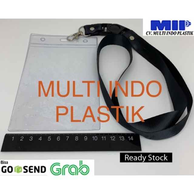 Paket nametag murah/tali gantungan id card/nametag uk 10 x 14/tali lanyard hitam 2 cm/tali id card