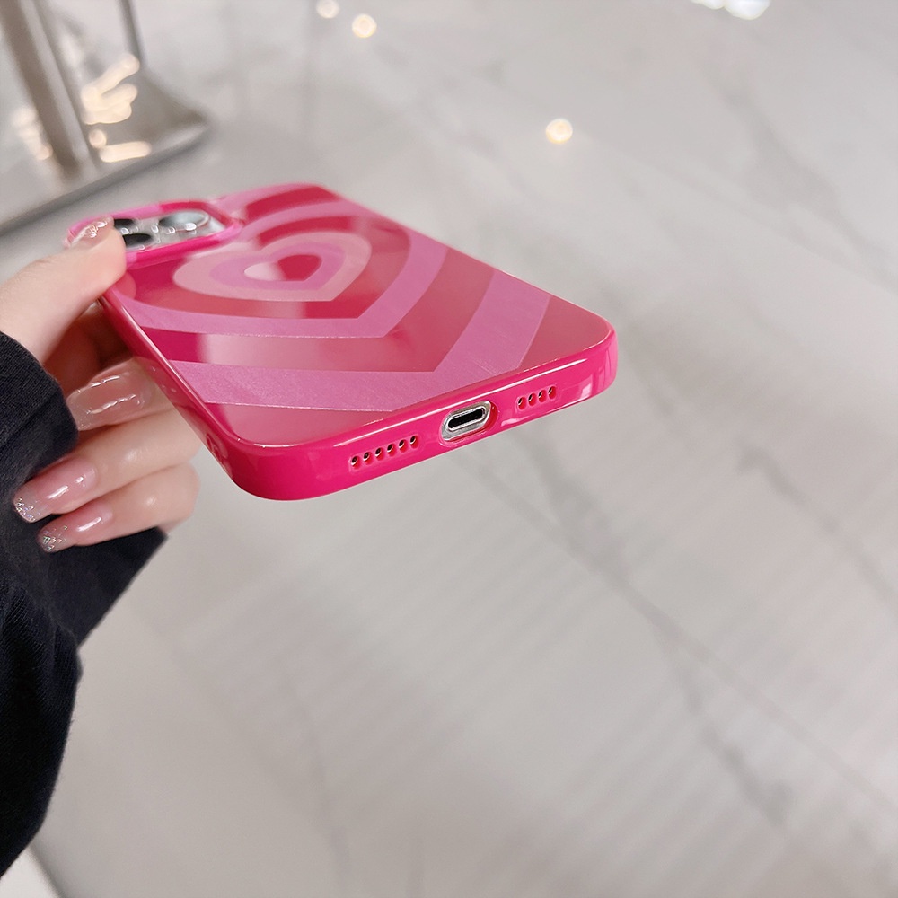 IPHONE Ins Pink Love Case Silikon Untuk Iphone14 7/8 SE 2020 7+8 PLUS 11 12 13 Mini PRO MAX Casing Cover Pelindung AT0186