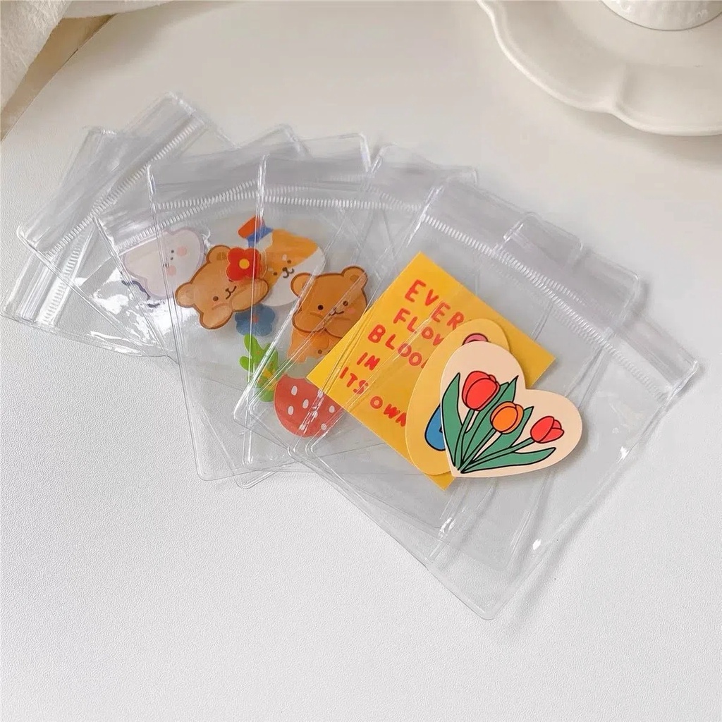 Tas Penyimpanan Perhiasan Anting Cincin Bahan PVC Transparan Anti Oksidasi Motif Kartun