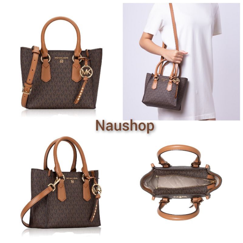 Tas MK Original MICHAEL KORS Signature Kris Small Satchel Brown Acorn