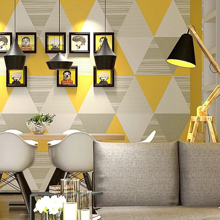 wallpaper dinding segitiga kuning banana / 45cm x 9 meter