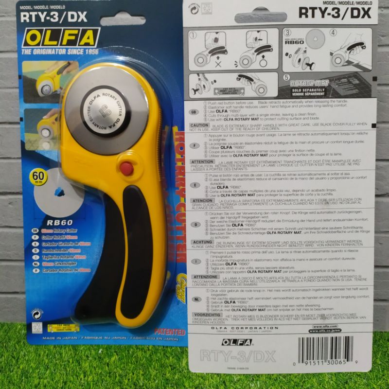 

Promo Olfa RTY-3/DX Alat Gunting Potong Kain Kulit Dia 60mm Rotary Cutter 60 mm Japan